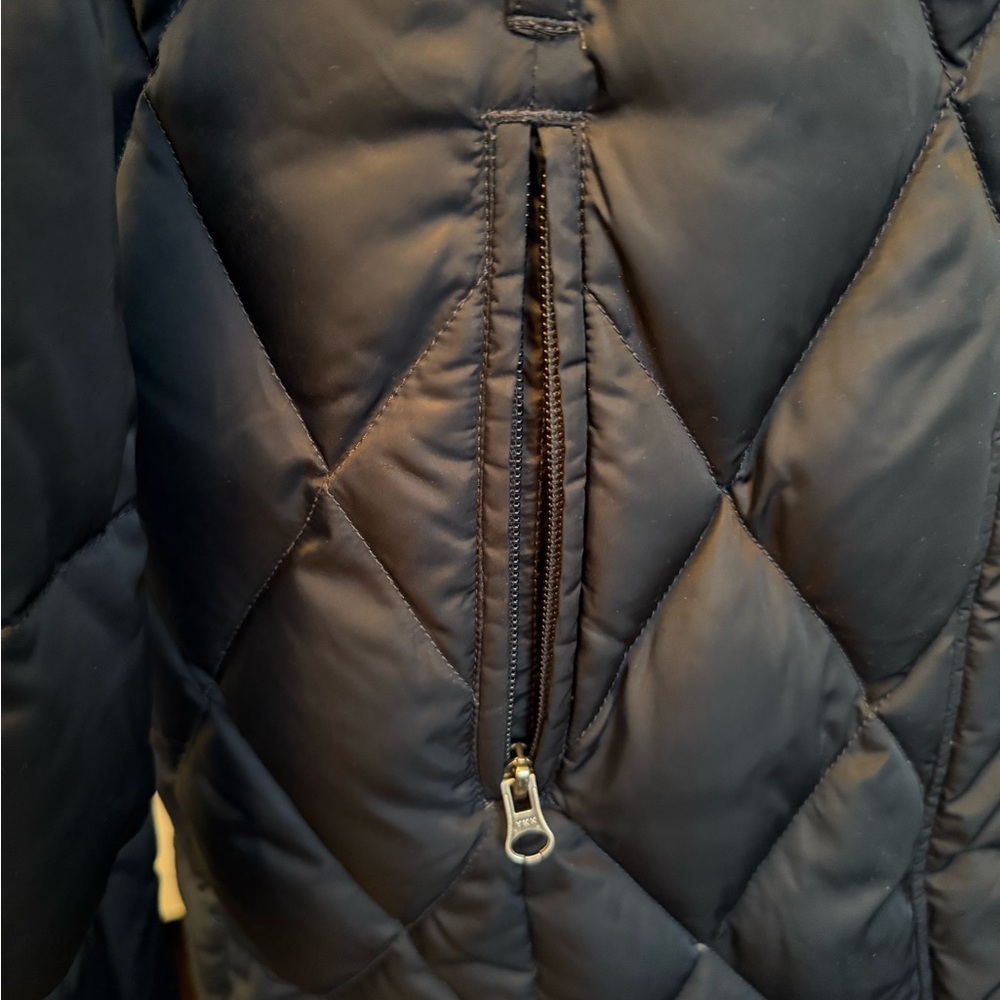 Women’s The NORTHFACE 3/4 length Navy zip jacket hood in collar Sz M - Picture 7 of 16
